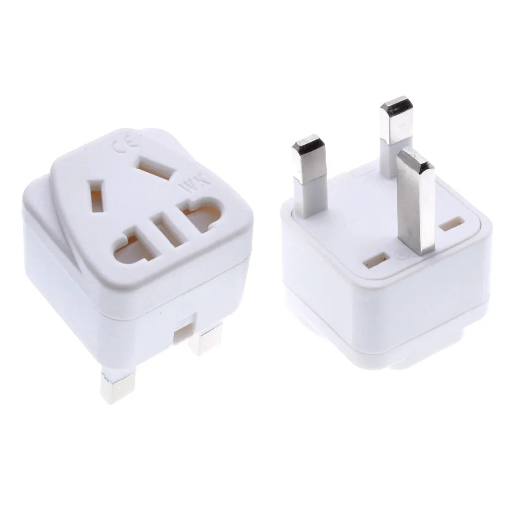 Square three-pin UK international plug adapter with five output ports in black or white