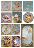 European angel wall sticker set with 11 sheets showing religious Christian designs in photo colour