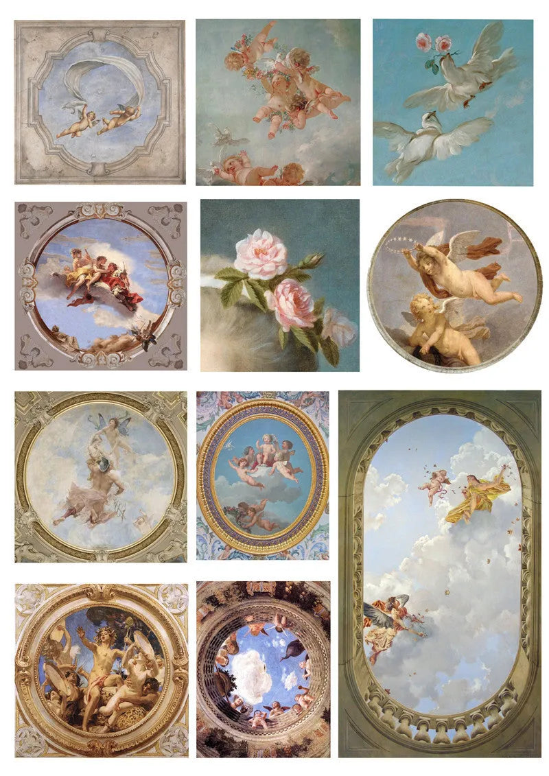 European angel wall sticker set with 11 sheets showing religious Christian designs in photo colour