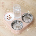 HOOPET automatic water refilling triple dog bowl set with stainless steel insert in dark blue large size