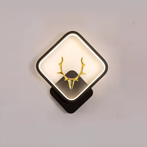 Art Deer Antler Wall Lamp in Nordic design with remote control on a white wall.