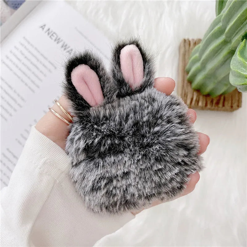 Pink rabbit ear silicone protective cover for Apple AirPods charging case