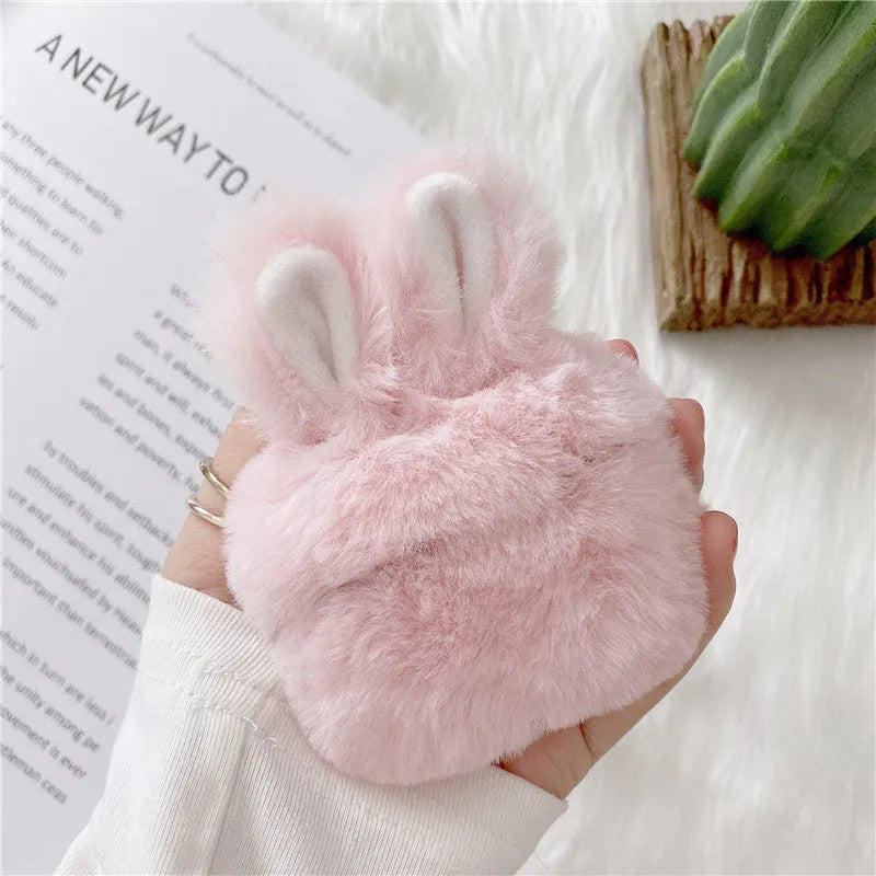 Pink rabbit ear silicone protective cover for Apple AirPods charging case