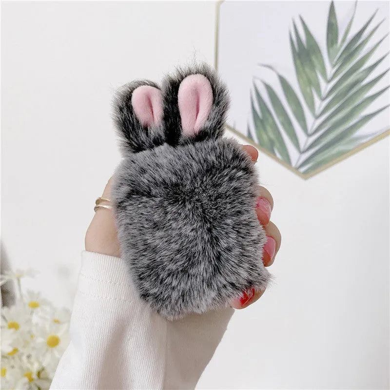 Pink rabbit ear silicone protective cover for Apple AirPods charging case
