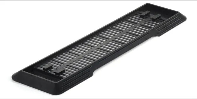Black PS4 Pro bracket for horizontal console support, 37cm by 9cm by 2.5cm in size