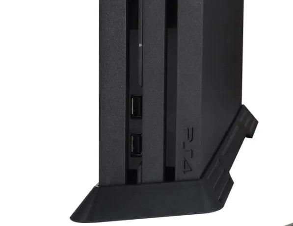 Black PS4 Pro bracket for horizontal console support, 37cm by 9cm by 2.5cm in size