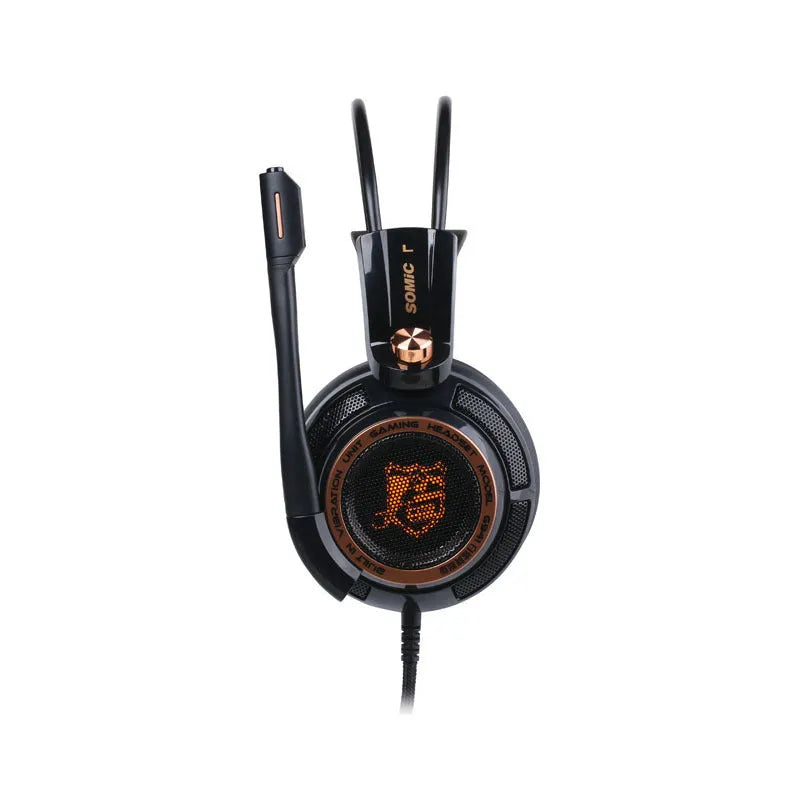 Black noise-cancelling over-ear USB headphones for PC computer with 40mm driver and 2.2m cable