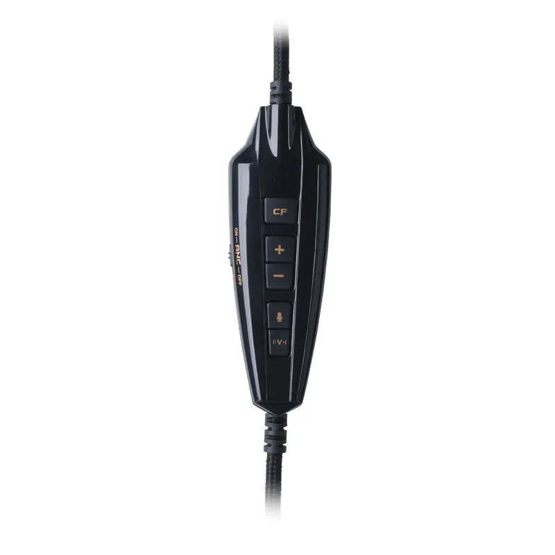 Black noise-cancelling over-ear USB headphones for PC computer with 40mm driver and 2.2m cable