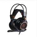 Black noise-cancelling over-ear USB headphones for PC computer with 40mm driver and 2.2m cable