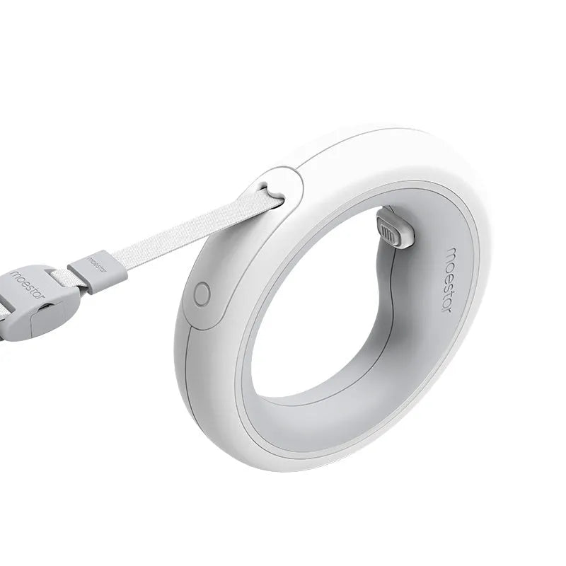 Meng Wangxing UFO retractable dog leash with nylon ribbon flashlight and anti-slip handle for small medium dogs