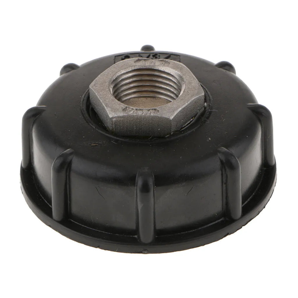 Black variable diameter ton barrel valve connector with stainless steel and PP construction for chemical barrels