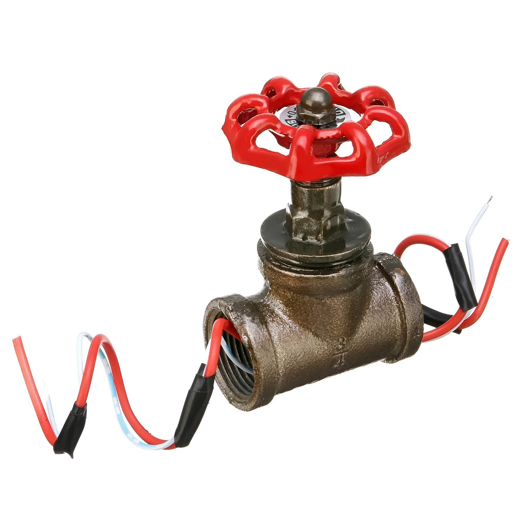 Red steampunk industrial valve with 3/4 inch BSP thread and grey copper tee detailing