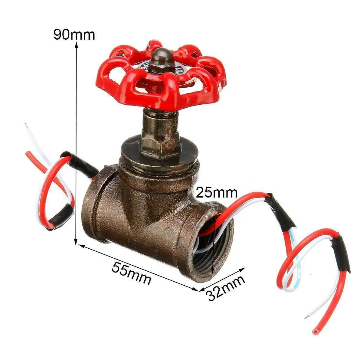 Red steampunk industrial valve with 3/4 inch BSP thread and grey copper tee detailing