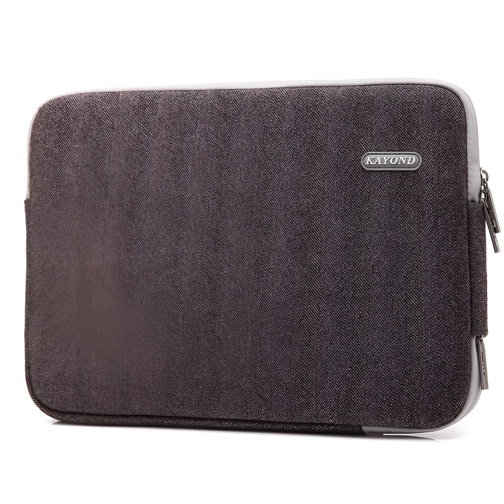 Cotton herringbone liner bag for laptop in khaki, compatible with 11-17 inch notebooks