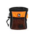 Green and orange dog training waist bags with a removable garbage bag, shown in small and medium sizes.