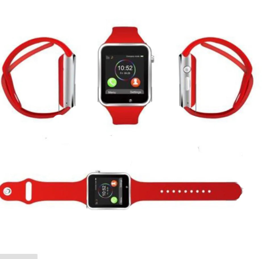 A1 smart watch with 1.54-inch display shown in available colours: black, silver, white, gold, pink, red, green, blue