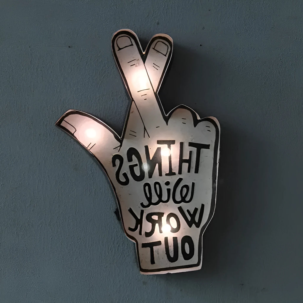 Customisable LED neon sign with flexible light strips on vintage iron frame