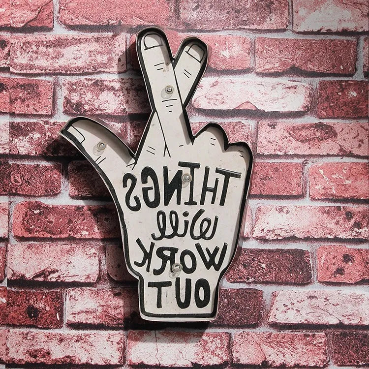 Customisable LED neon sign with flexible light strips on vintage iron frame
