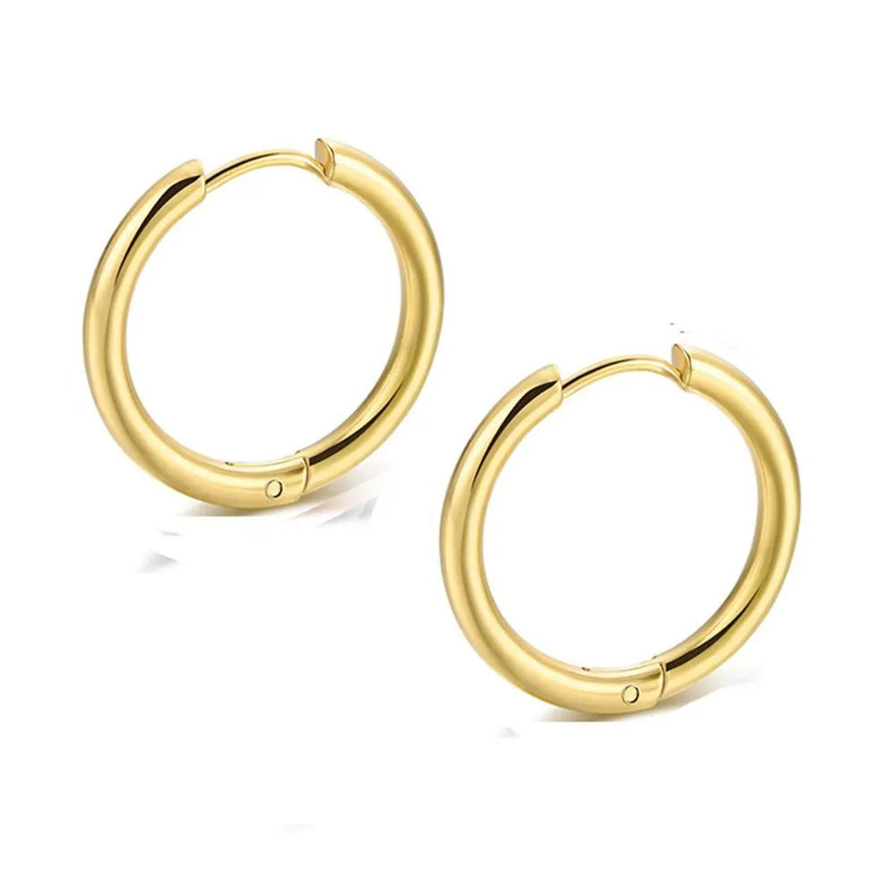 Titanium steel fashion line earrings for men and women in black, gold, rose gold or silver, 8mm to 20mm