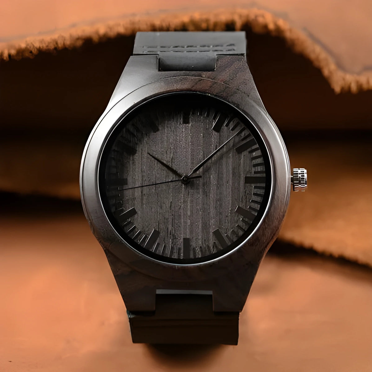 BOBO BIRD D26 men's wooden quartz watch with stainless steel buckle and custom engraving