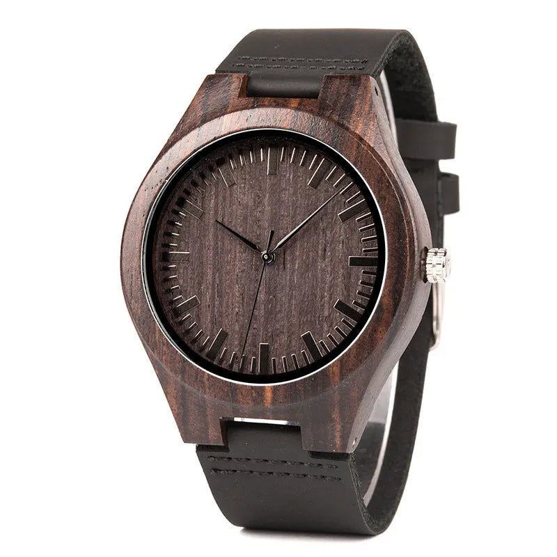 BOBO BIRD D26 men's wooden quartz watch with stainless steel buckle and custom engraving