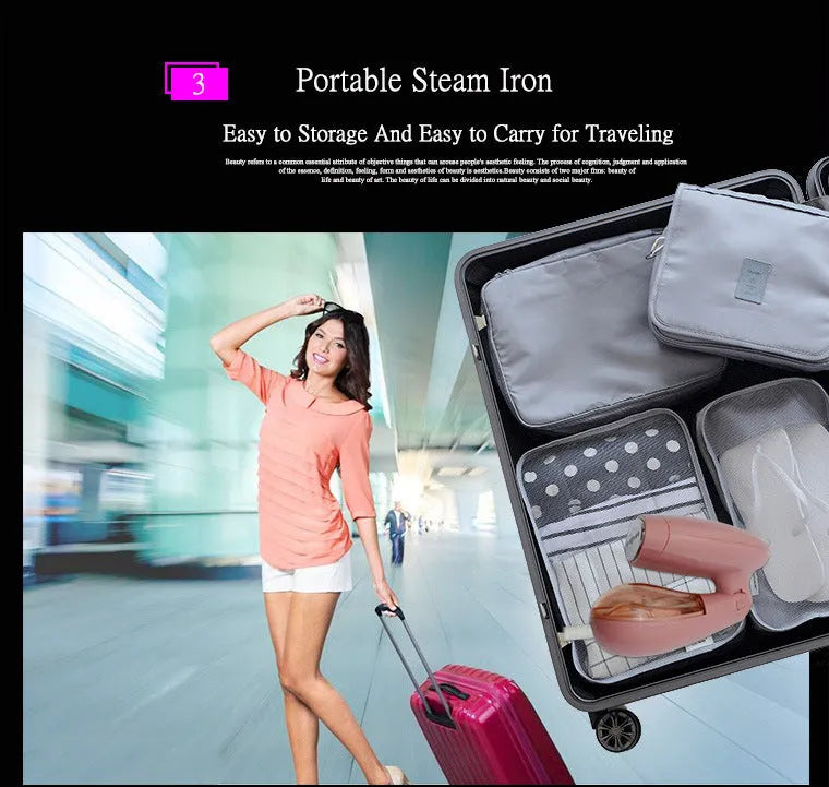 Pink Sokany electric steam ironing brush for clothes on a white background.