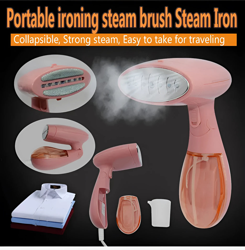 Pink Sokany electric steam ironing brush for clothes on a white background.
