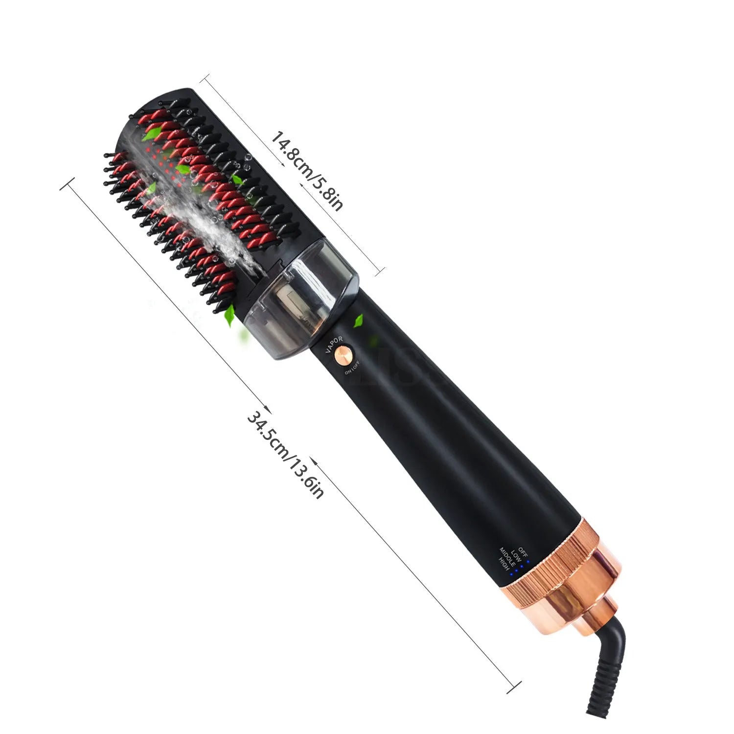 Black and pink wet dry infrared hot air comb with temperature control dial