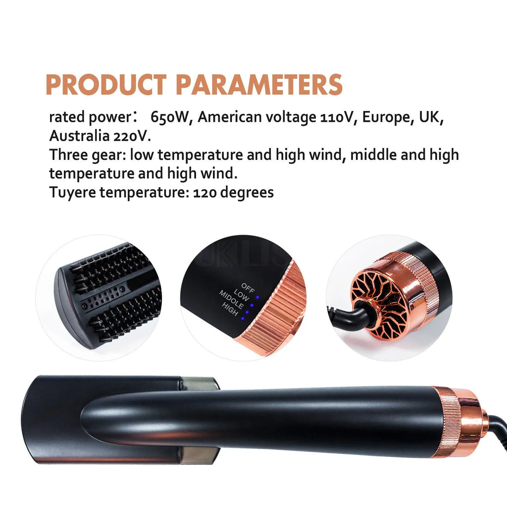 Black and pink wet dry infrared hot air comb with temperature control dial