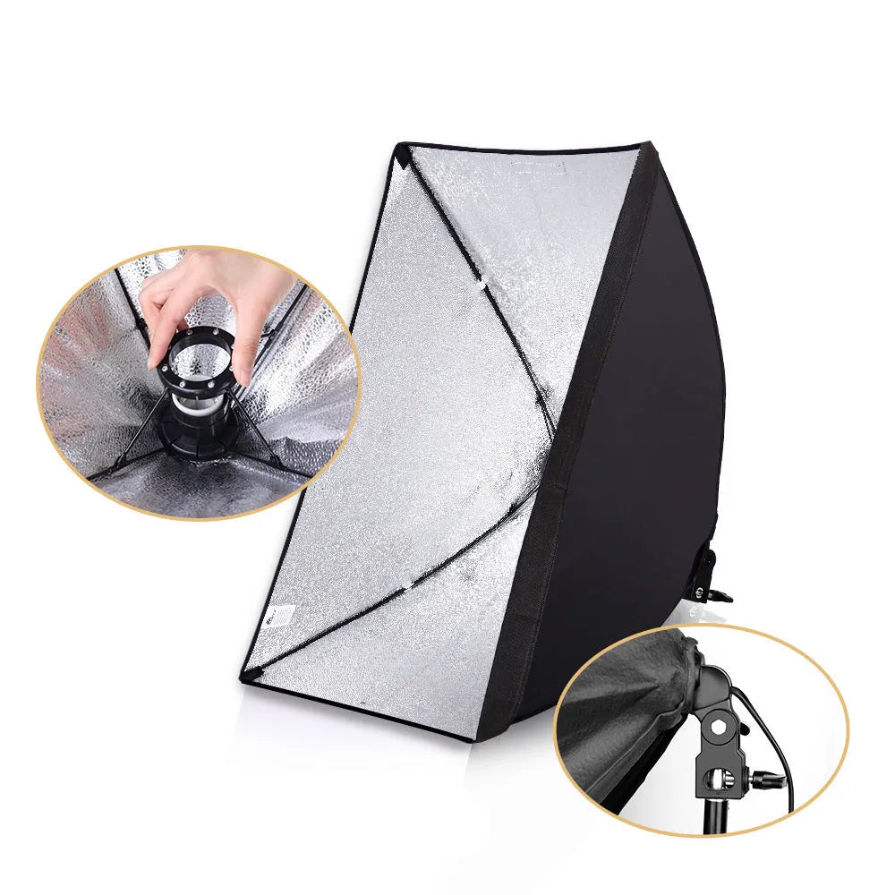 50x70cm photography softbox lighting kit with 2 metre stand for studio portrait shooting