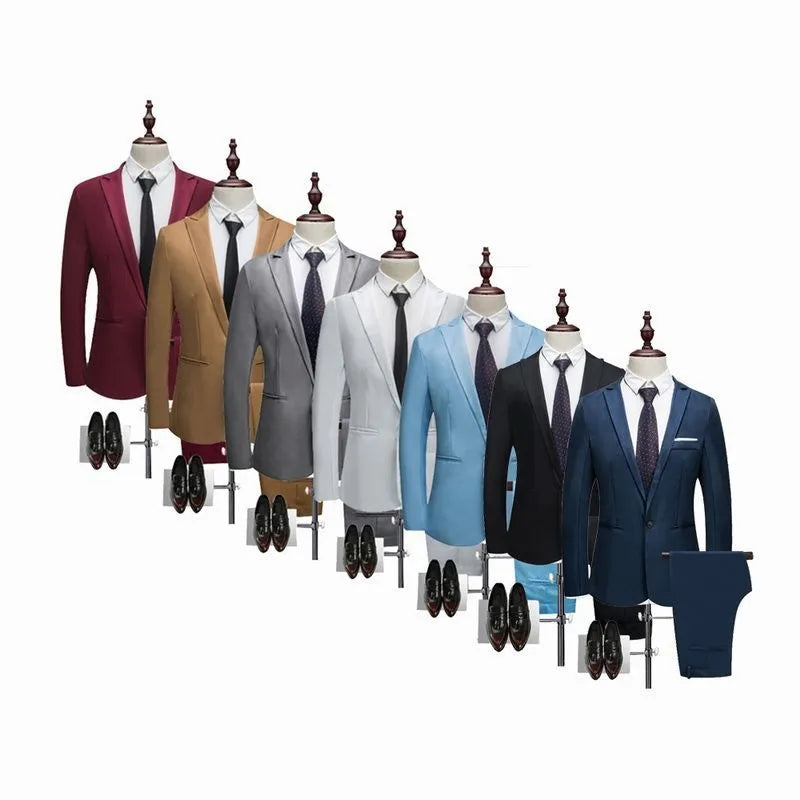 Men's suit set with slim-fit jacket and jeans in khaki colour for weddings