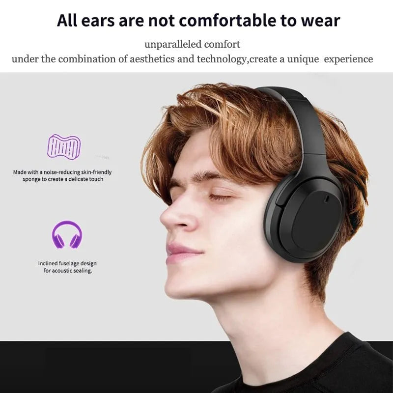 Black Gorsun E98 over-ear wireless Bluetooth headphones with padded headband and memory-protein ear cushions.