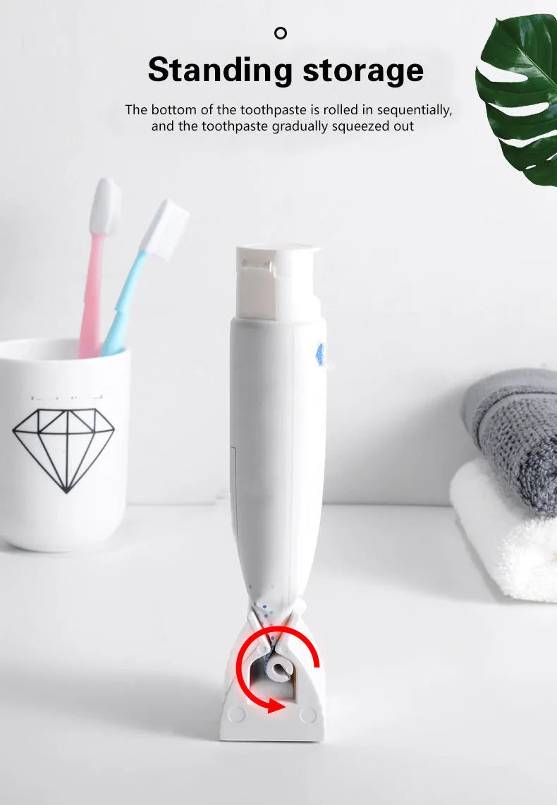 Large white ABS plastic toothpaste squeezer with red accents, used to squeeze toothpaste tubes flat
