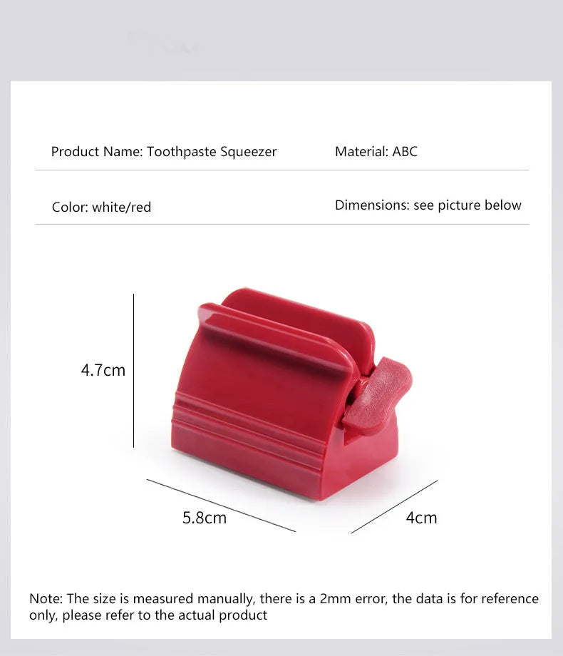 Large white ABS plastic toothpaste squeezer with red accents, used to squeeze toothpaste tubes flat