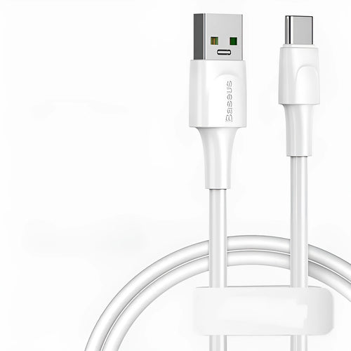 Black and white Android fast charging USB cable showing Micro USB connector.