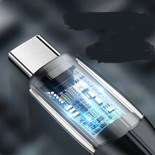 Black and white Android fast charging USB cable showing Micro USB connector.