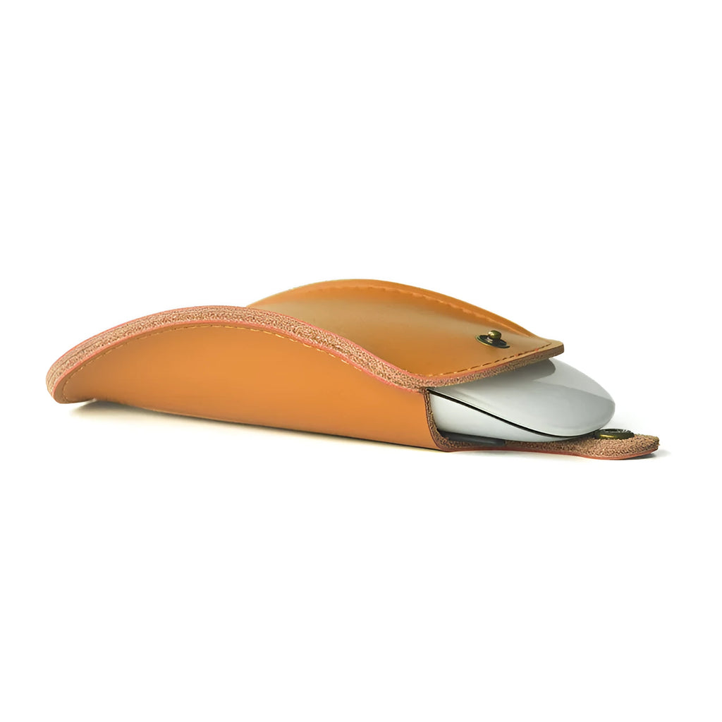 Brown leather storage bag for Apple Magic Mouse and Magic Control Bluetooth Mouse 2nd Generation, model PD-MC