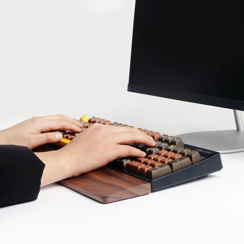 Walnut wood mechanical keyboard wrist pad ergonomic hand rest seamless design colour option A