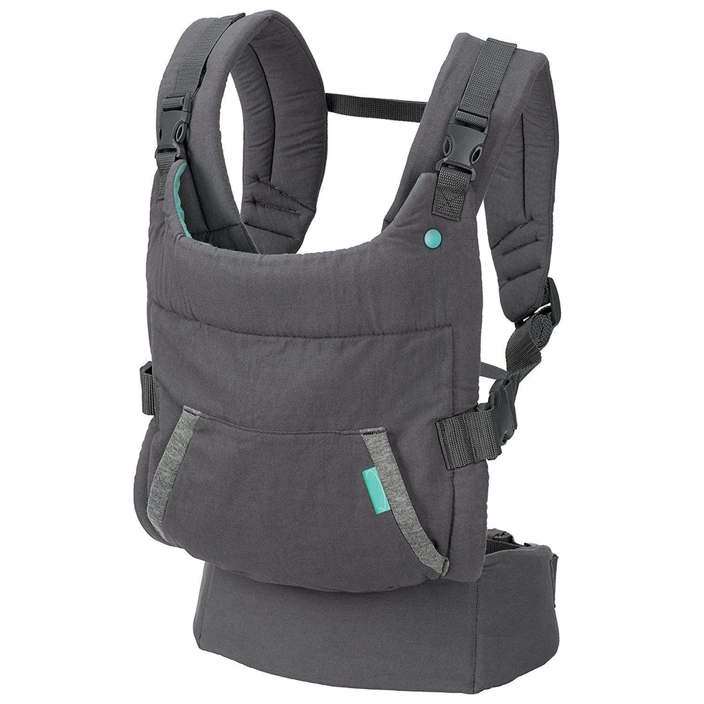 4-in-1 double-shoulder baby carrier in dark grey and light grey, one size, 15kg maximum load, with saliva towel