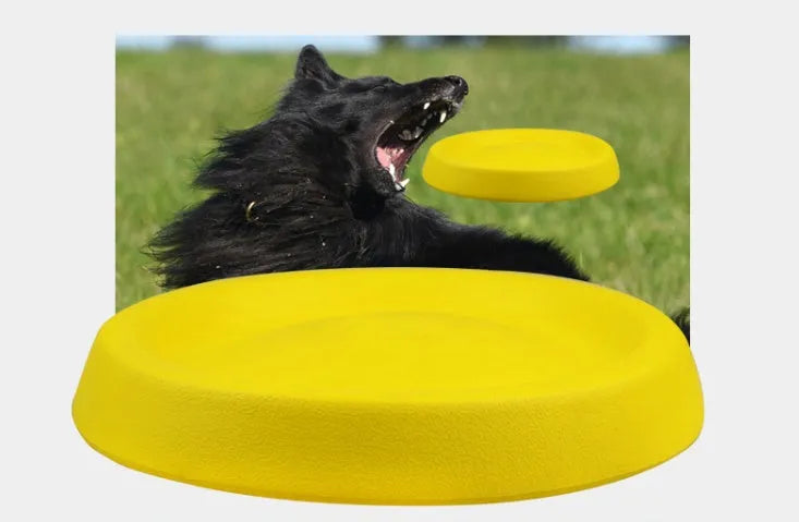 Yellow EVA plastic dog throwing toy weighing 70g for training and interactive play