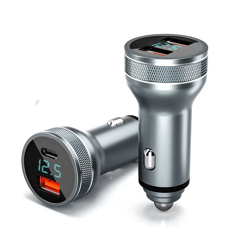 Spot New Digital Display Car Charger 36W dual hole QC3.0 PD fast charge for vehicles