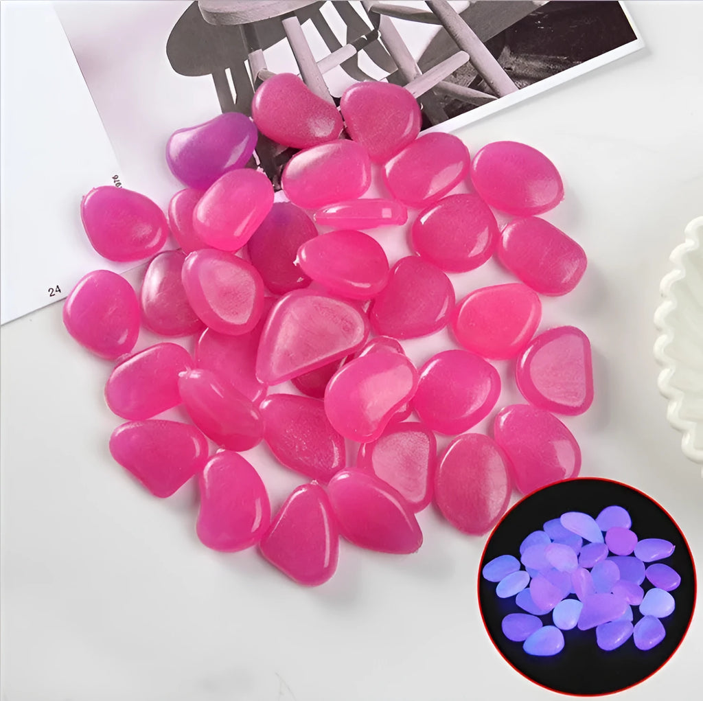 Luminous stones fluorescent aquarium pebbles in mixed colours, 200g pack of 100