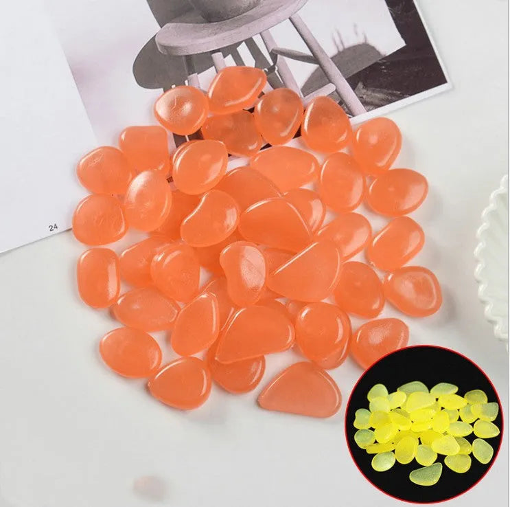 Luminous stones fluorescent aquarium pebbles in mixed colours, 200g pack of 100