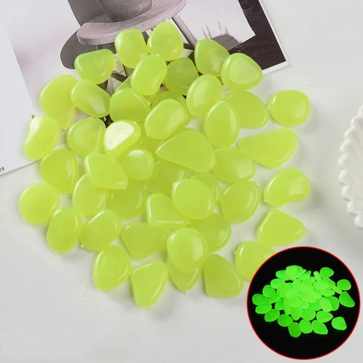 Luminous stones fluorescent aquarium pebbles in mixed colours, 200g pack of 100