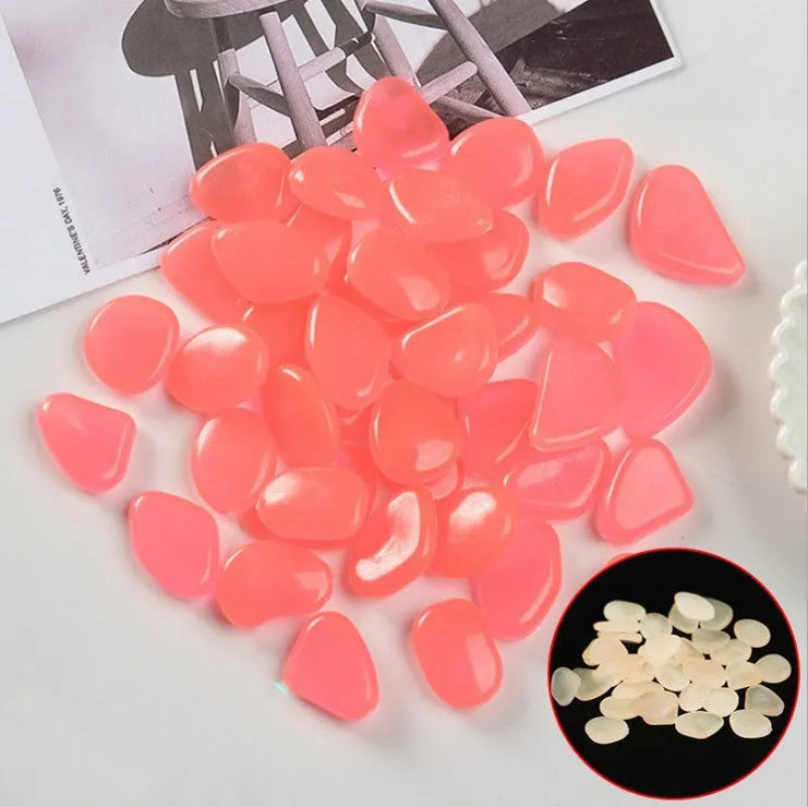 Luminous stones fluorescent aquarium pebbles in mixed colours, 200g pack of 100