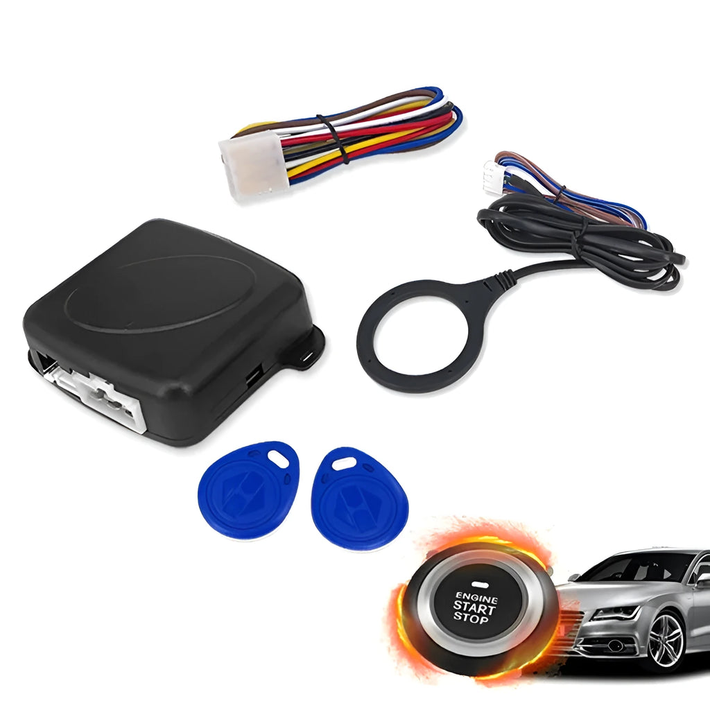 12V car one-key start system with RFID anti-theft in black ABS material for automatic cars