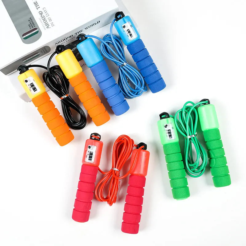 Professional electronic counting skipping rope with adjustable length, handle length 17cm, available in four colours