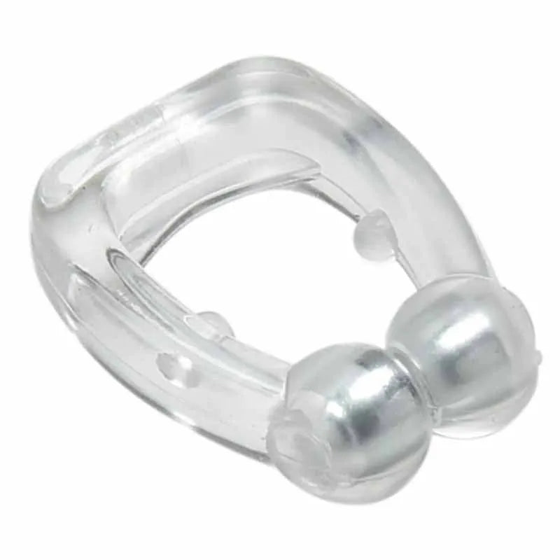 White mini magnetic anti-snoring silicone nose clip with transparent plastic storage box