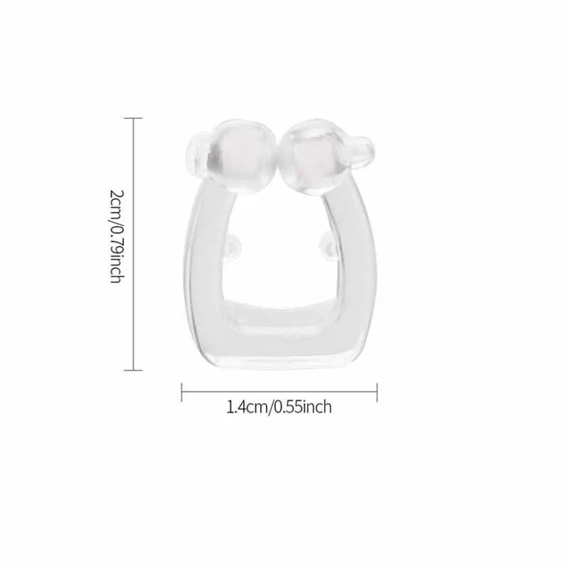 White mini magnetic anti-snoring silicone nose clip with transparent plastic storage box
