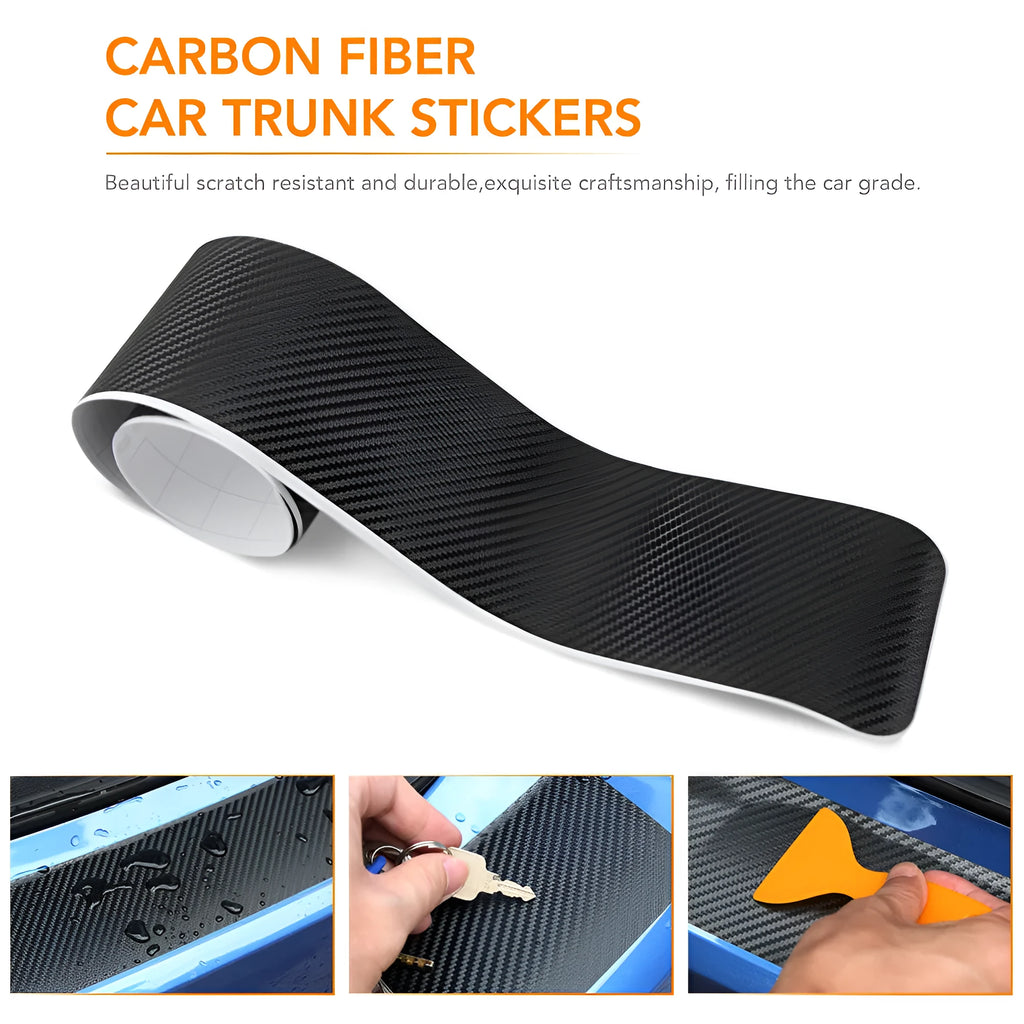 Carbon fiber anti-scratch strip anti-kick film protective pad for trunk pedal, 104 cm or 90 cm length